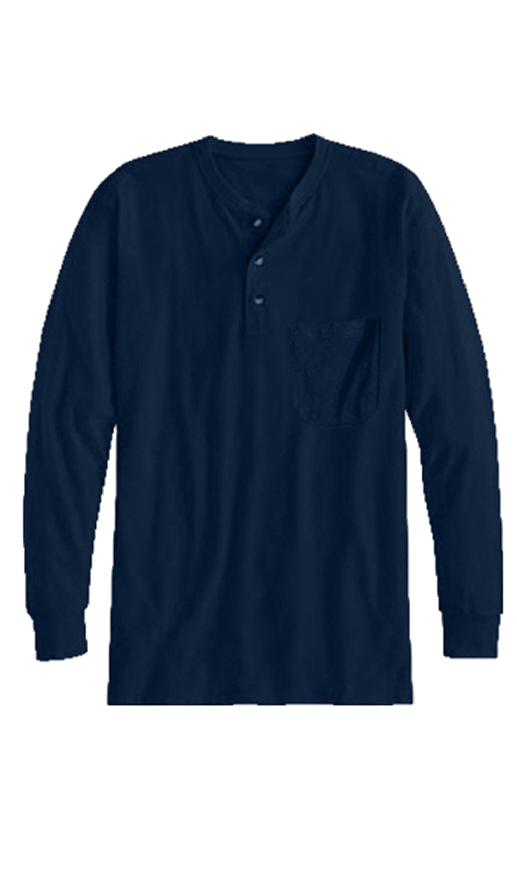 Men's Long Sleeve Henley Shirt — Cotton Blend 3-Button Placket with Pocket