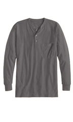 Men's Long Sleeve Henley Shirt — Cotton Blend 3-Button Placket with Pocket