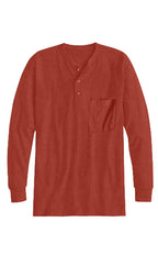 Men's Long Sleeve Henley Shirt — Cotton Blend 3-Button Placket with Pocket