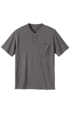 Men's Short Sleeve Henley T-Shirt with 3-Button Placket and Chest Pocket