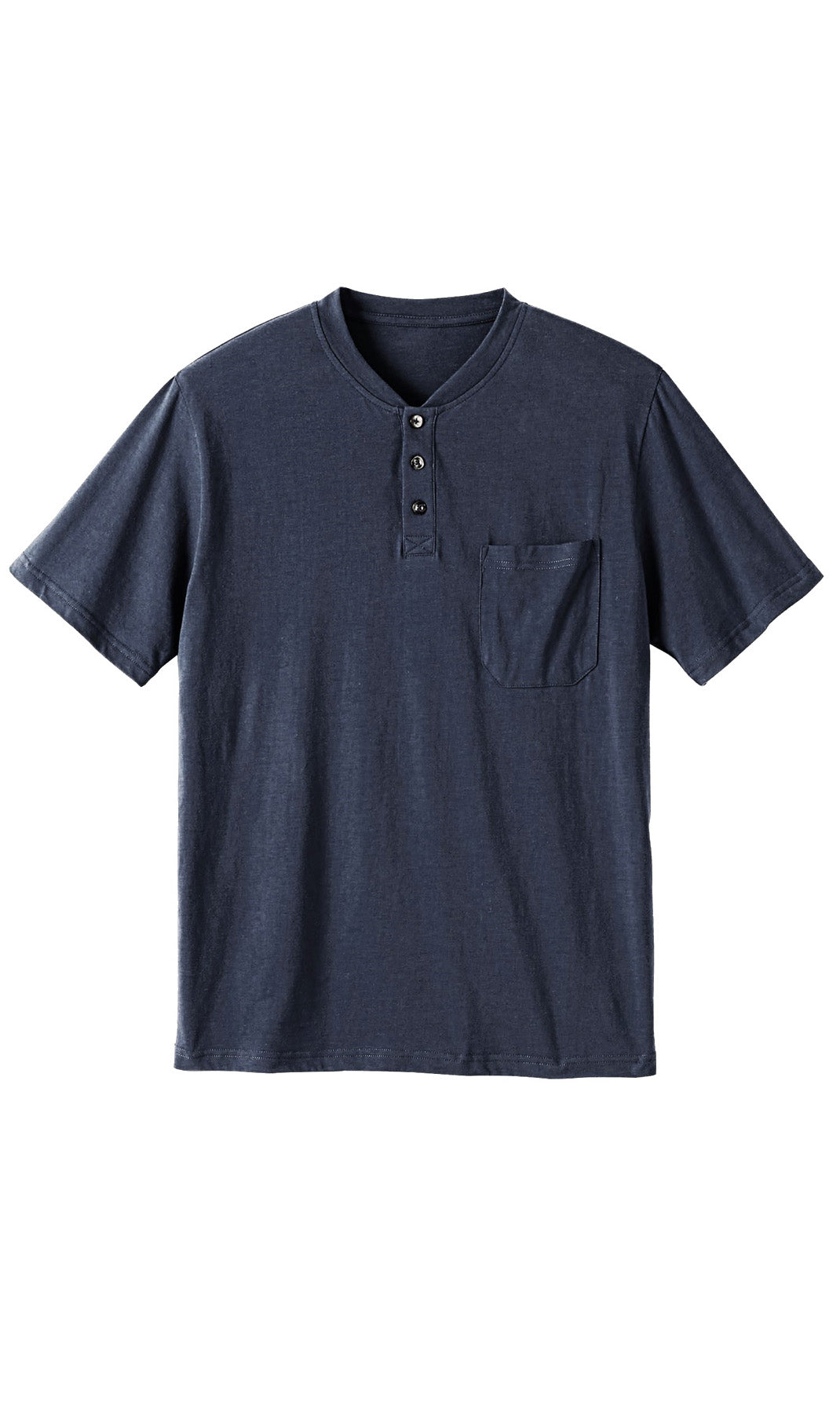 Men's Short Sleeve Henley T-Shirt with 3-Button Placket and Chest Pocket