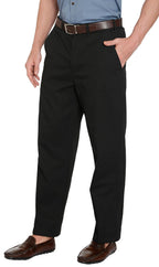Men's Stretch Waist Chino Pants — Flat Front Hidden Elastic Waistband