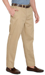 Men's Stretch Waist Chino Pants — Flat Front Hidden Elastic Waistband