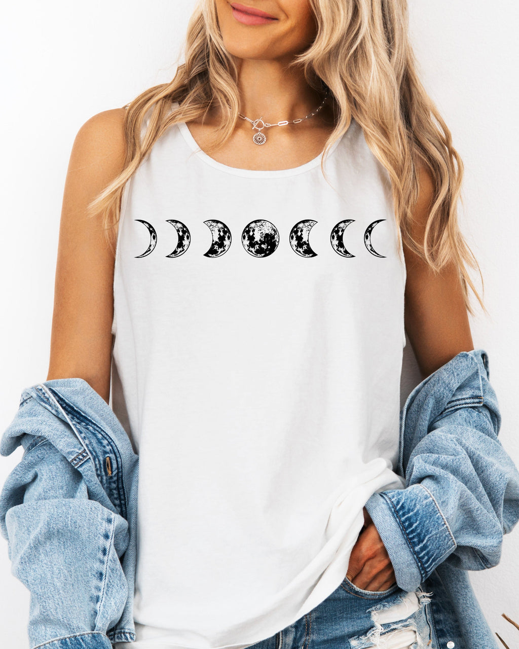 Moon Phase Comfort Colors Tank Top – Celestial Astrology Minimal Graphic