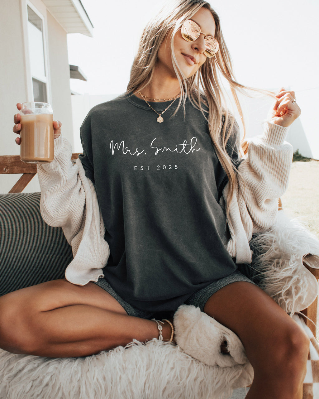 Mrs Custom Personalization name Honeymoon Comfort Colors Garment Dyed T Shirt