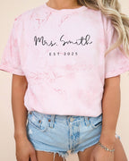 Mrs Custom Personalization name Honeymoon Comfort Colors Garment Dyed T Shirt