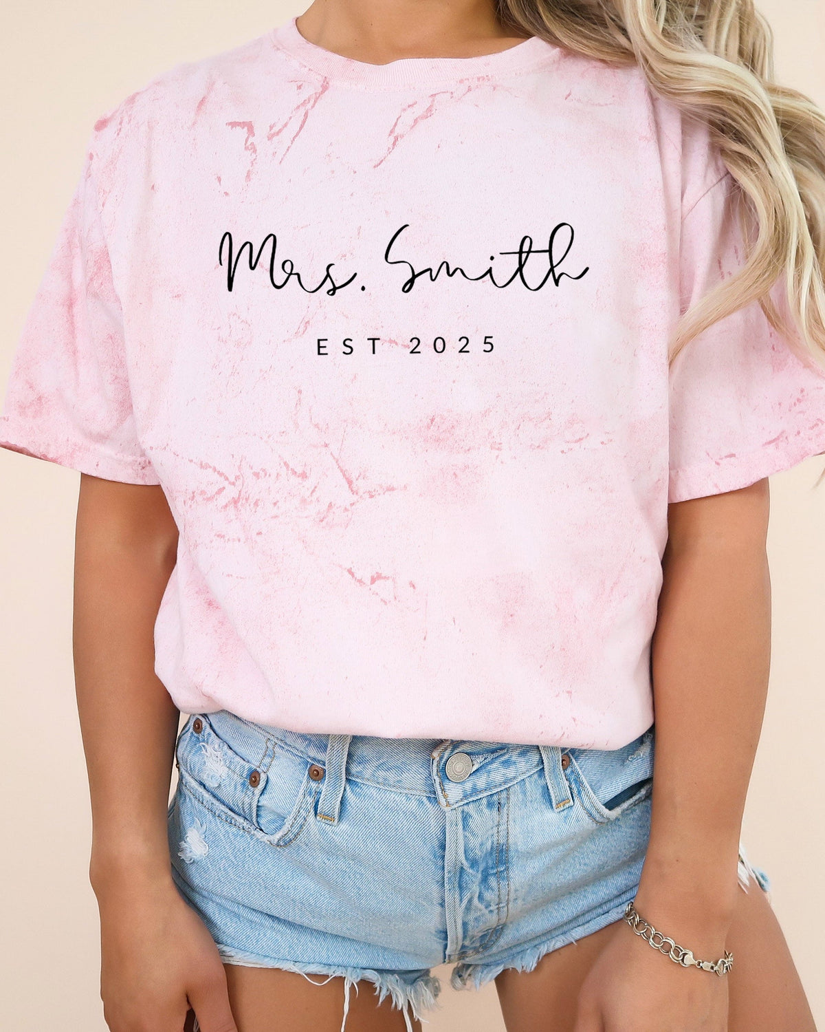 Mrs Custom Personalization name Honeymoon Comfort Colors Garment Dyed T Shirt
