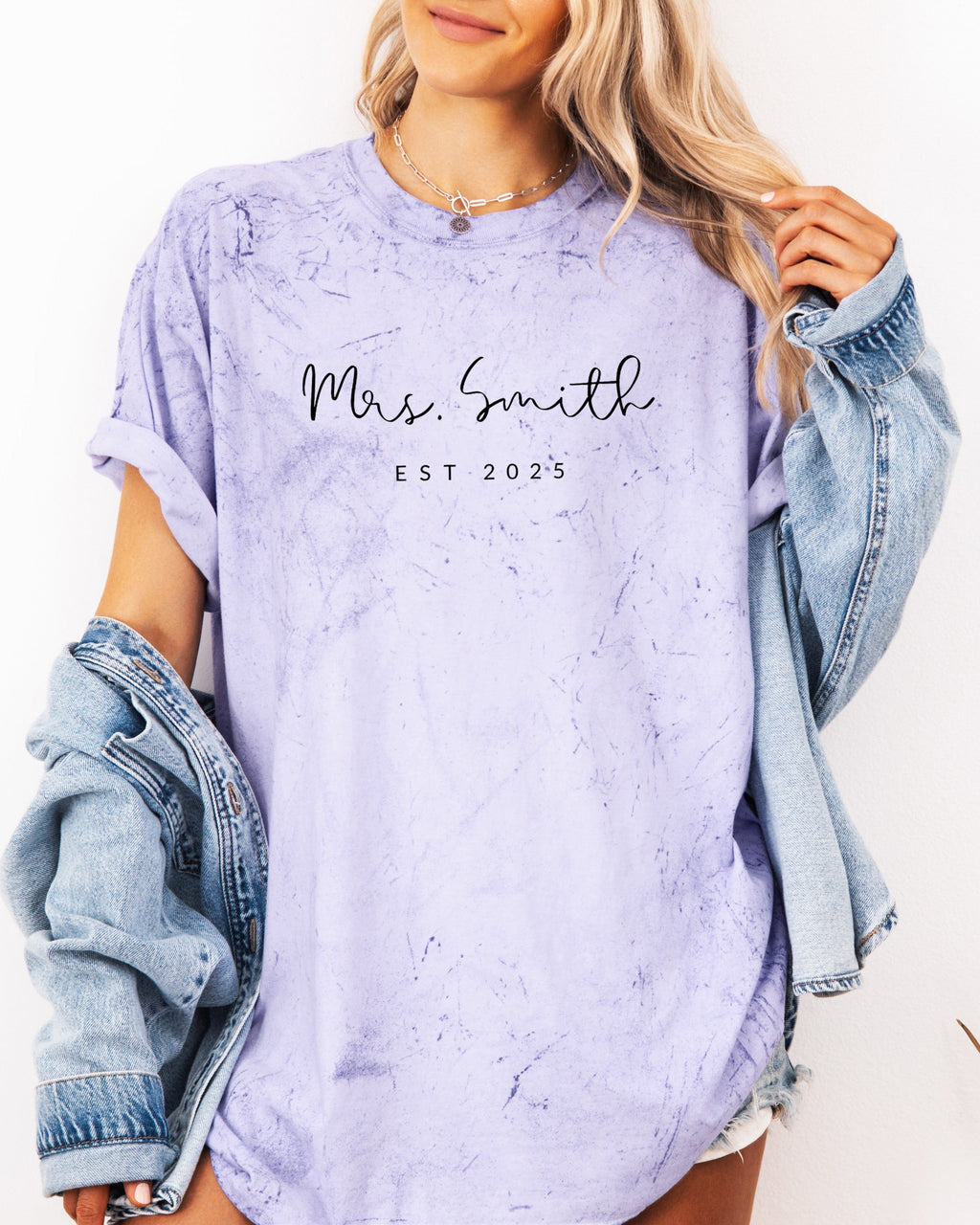 Mrs Custom Personalization name Honeymoon Comfort Colors Garment Dyed T Shirt
