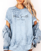 Mrs Custom Personalization name Honeymoon Comfort Colors Garment Dyed T Shirt
