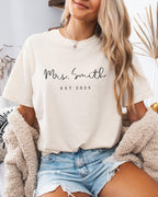 Mrs Custom Personalization name Honeymoon Comfort Colors Garment Dyed T Shirt