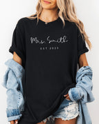 Mrs Custom Personalization name Honeymoon Comfort Colors Garment Dyed T Shirt