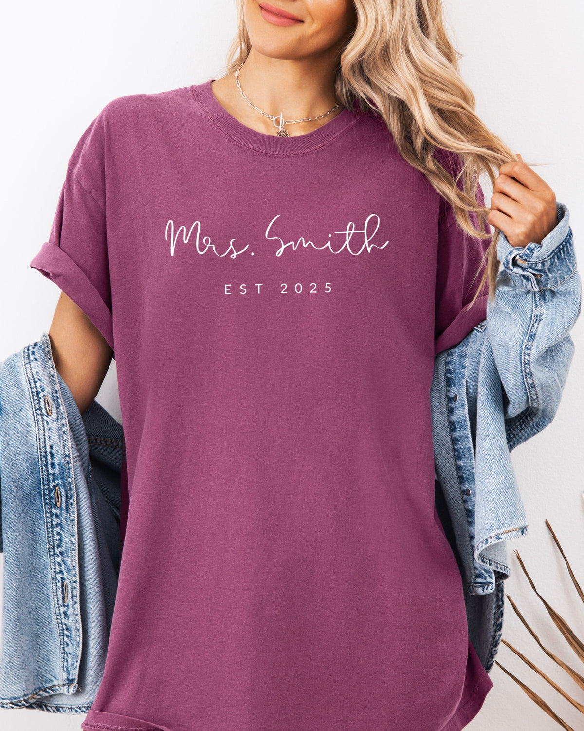 Mrs Custom Personalization name Honeymoon Comfort Colors Garment Dyed T Shirt