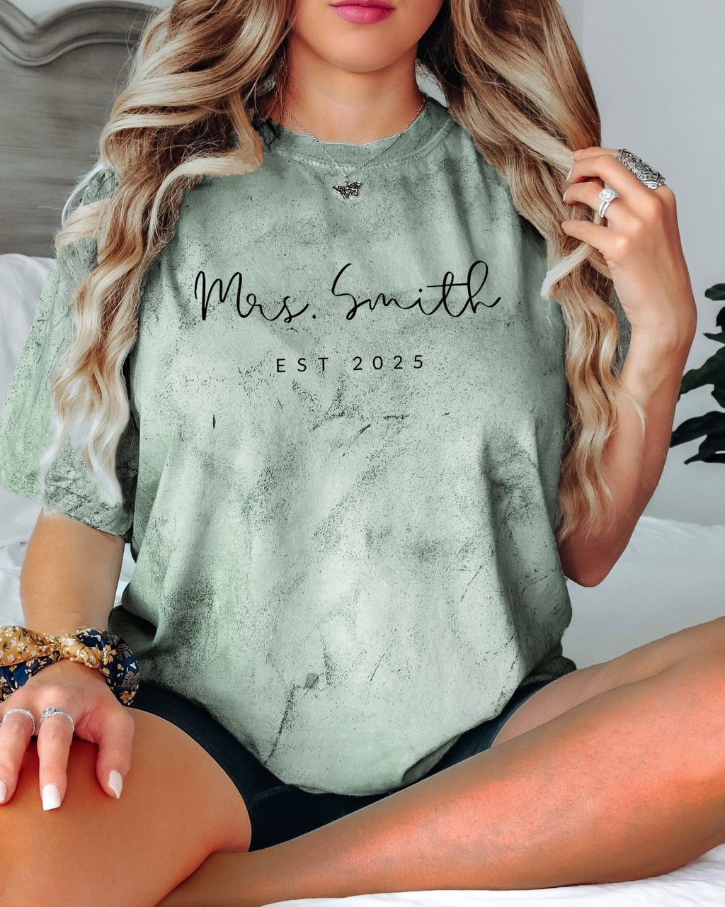 Mrs Custom Personalization name Honeymoon Comfort Colors Garment Dyed T Shirt