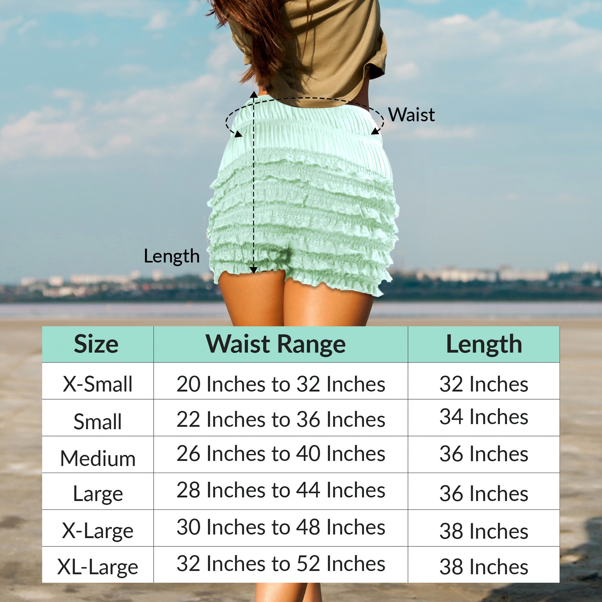 N20 Women's Sexy High Waist Ruffled Petti pants - Light Green