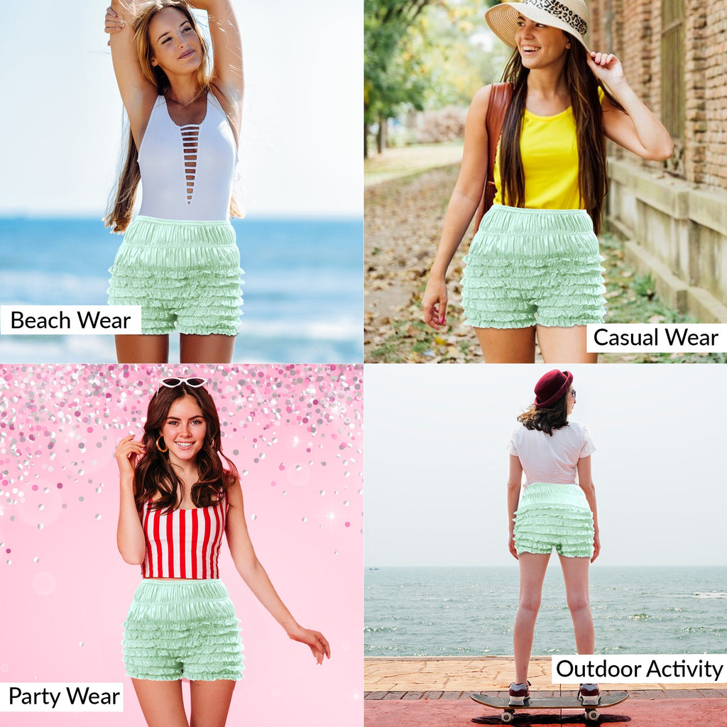 N20 Women's Sexy High Waist Ruffled Petti pants - Light Green