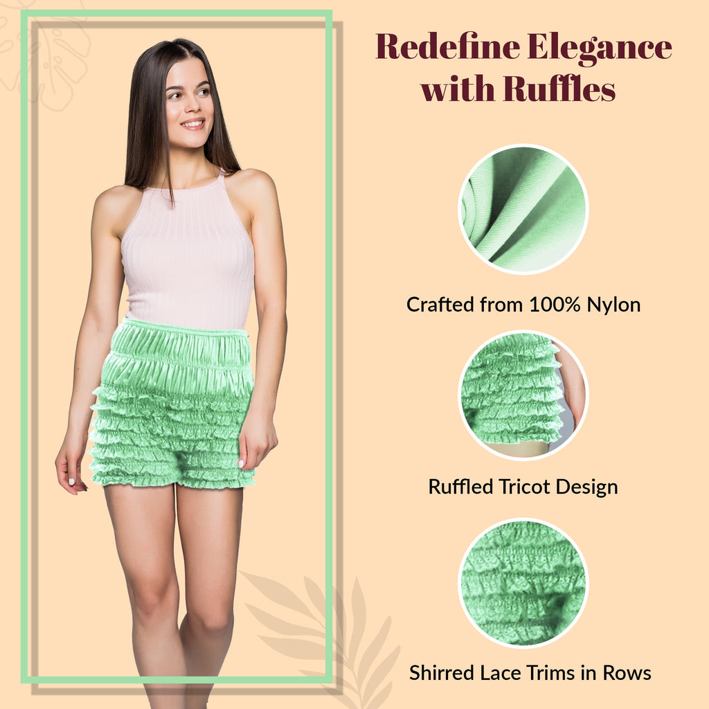 N20 Women's Sexy High Waist Ruffled Petti pants - Mint