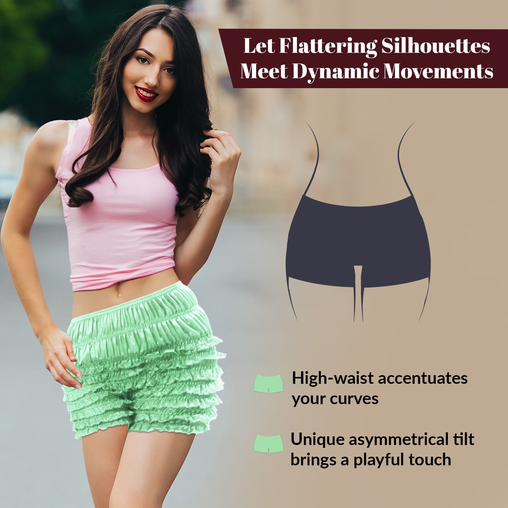 N20 Women's Sexy High Waist Ruffled Petti pants - Mint