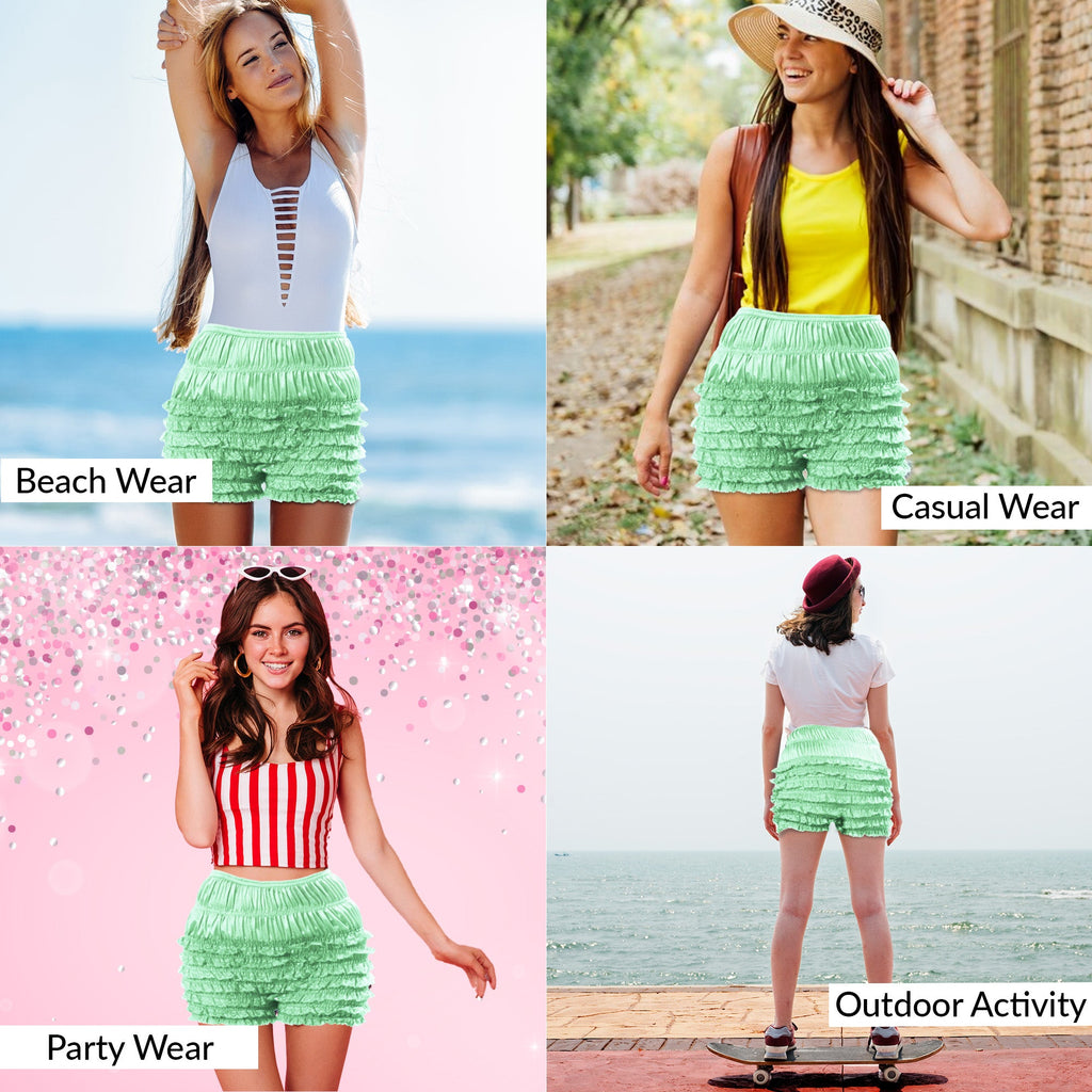 N20 Women's Sexy High Waist Ruffled Petti pants - Mint