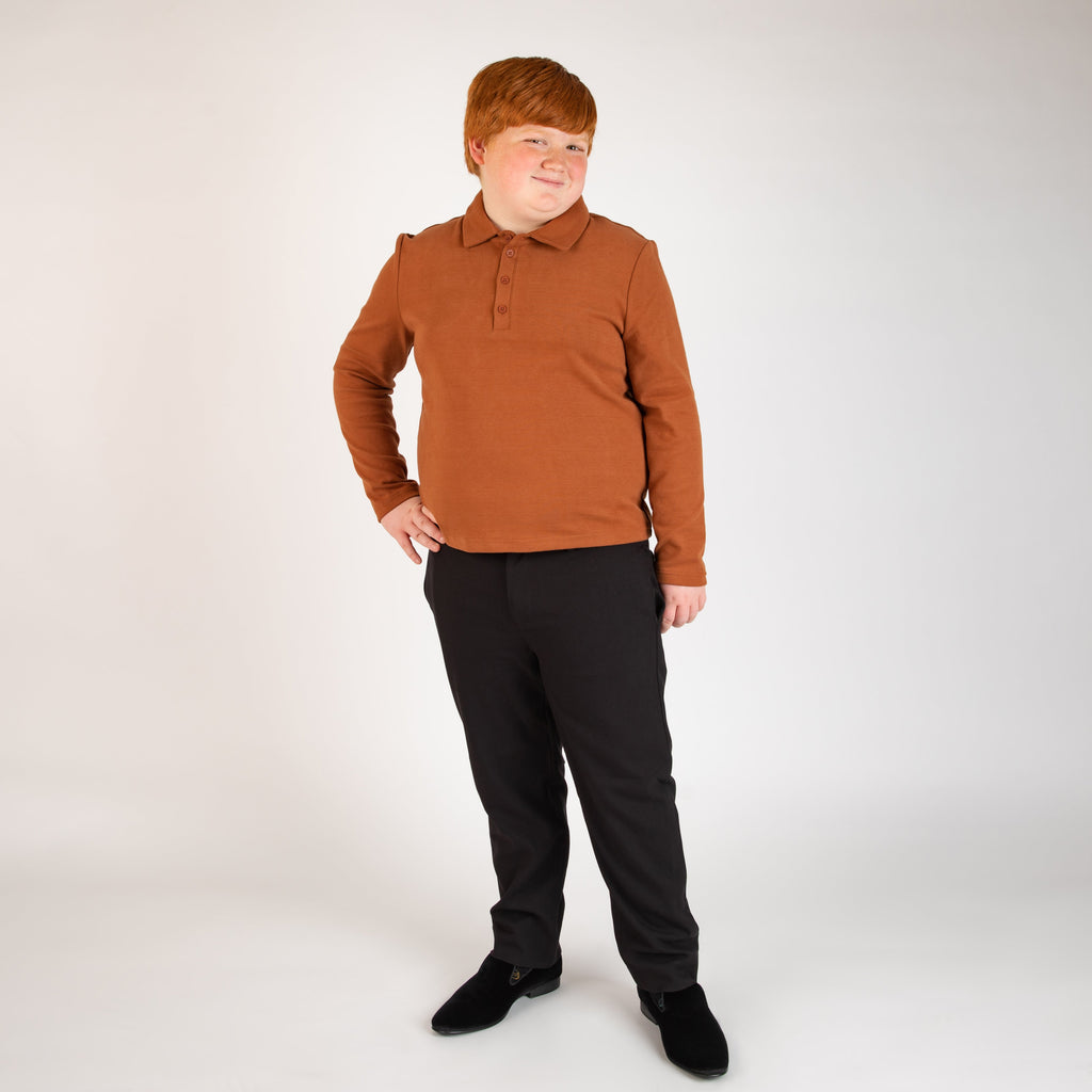 Cinnamon Solid Polo (Long Sleeve)