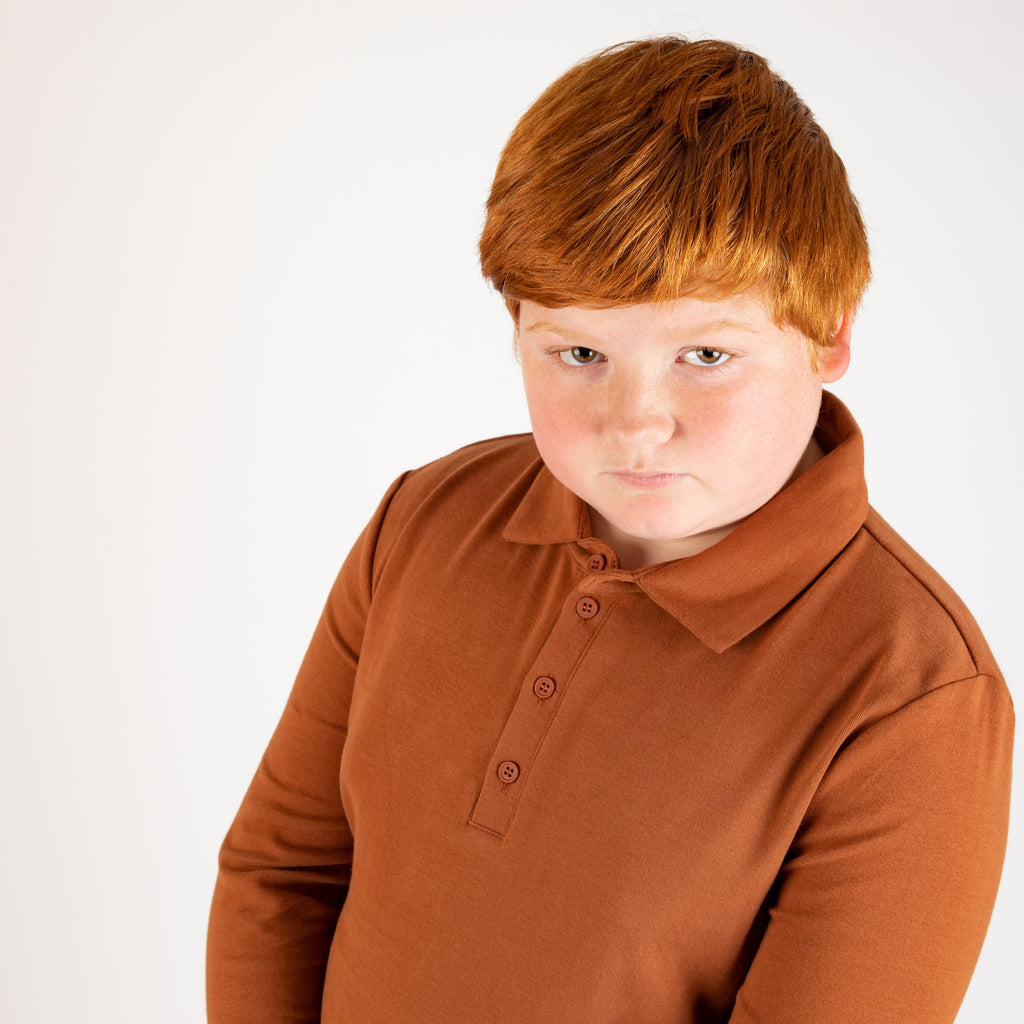 Cinnamon Solid Polo (Long Sleeve)