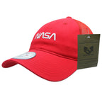 NASA Relaxed Trucker Caps, Worm, Red