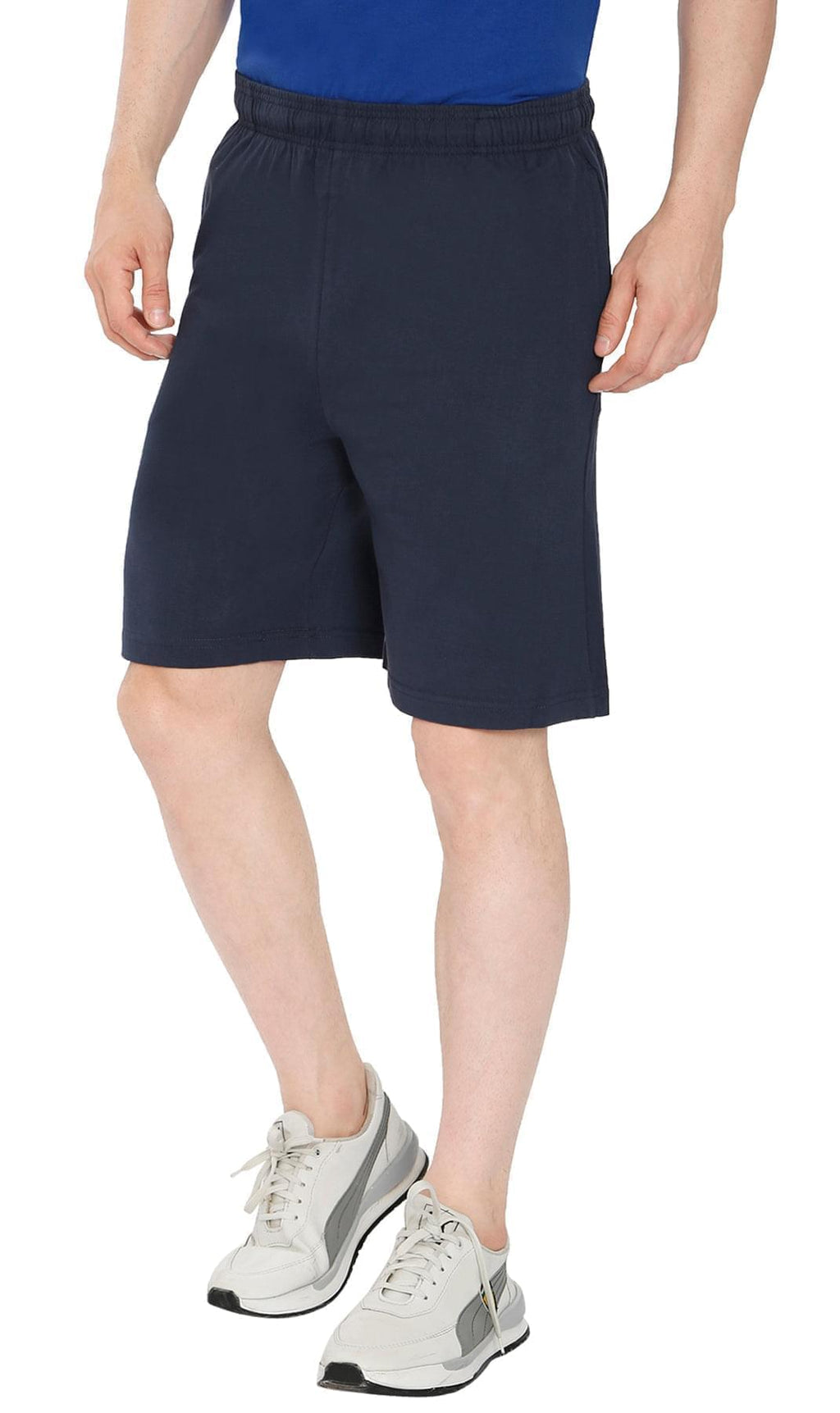 Men's 100% Cotton Knit Shorts — Elastic Waist with Inner Drawstring
