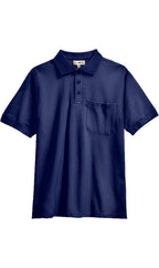 Men's Short Sleeve Polo Shirt — Pique Knit Cotton Blend with Chest Pocket