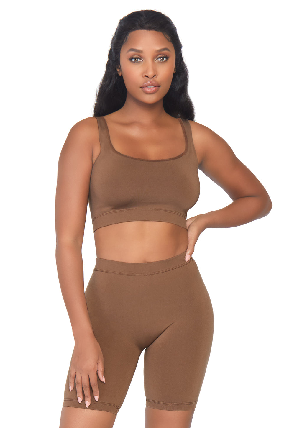 Leg Avenue 2 PC Seamless opaque spandex c Tan Color