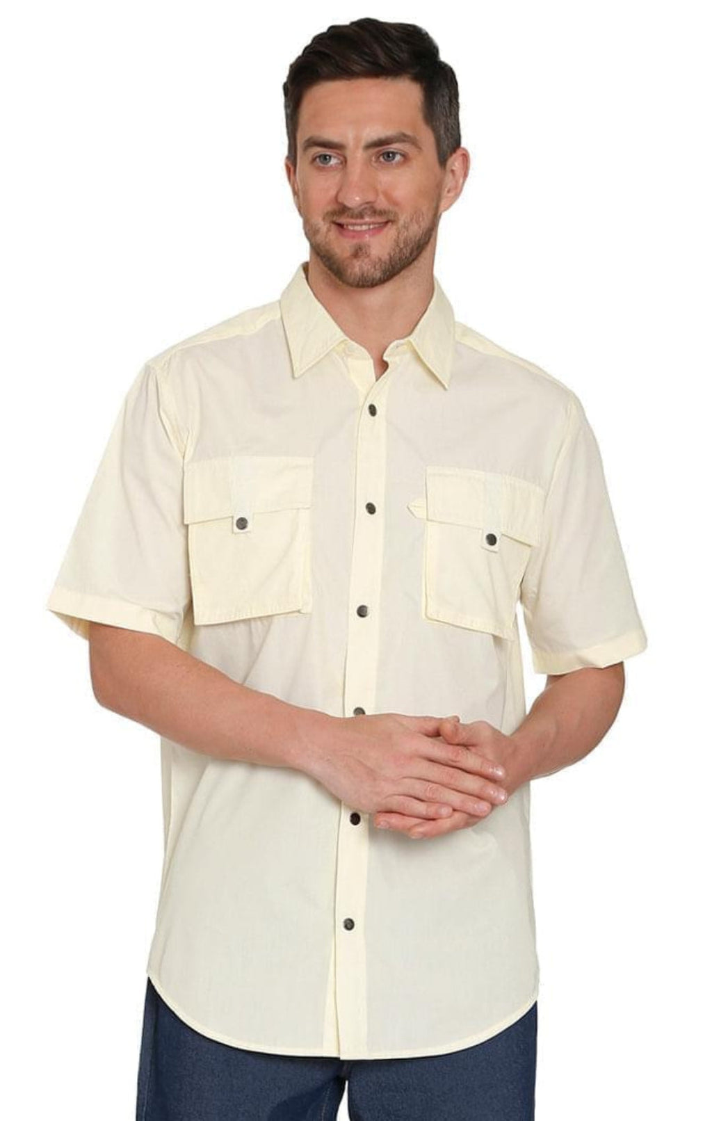 Men's Short Sleeve Explorer Shirt — Snap Front with Multi-Pockets and Back Mesh