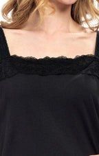 Women's Lace Trim Sleeveless Cotton Blend Tank Top