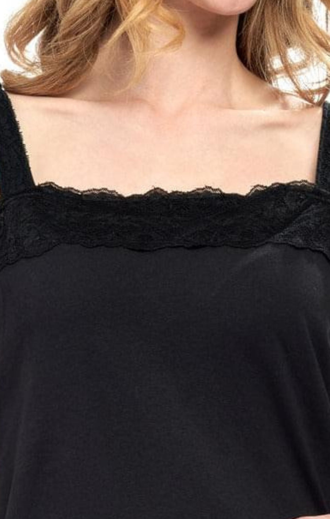 Women's Lace Trim Sleeveless Cotton Blend Tank Top