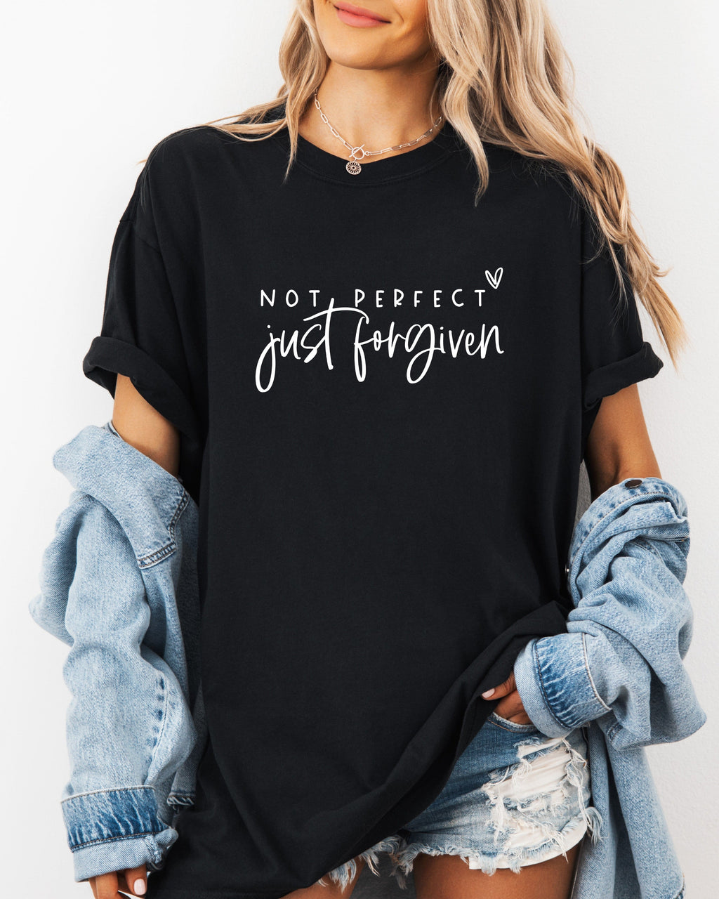 Not perfect Just Forgive Christian Comfort Colors Garment Dyed T Shirt