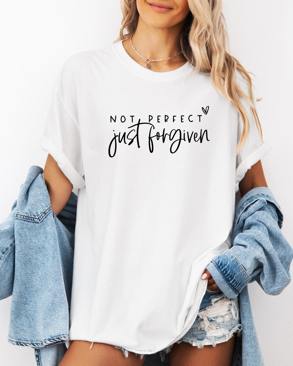 Not perfect Just Forgive Christian Comfort Colors Garment Dyed T Shirt