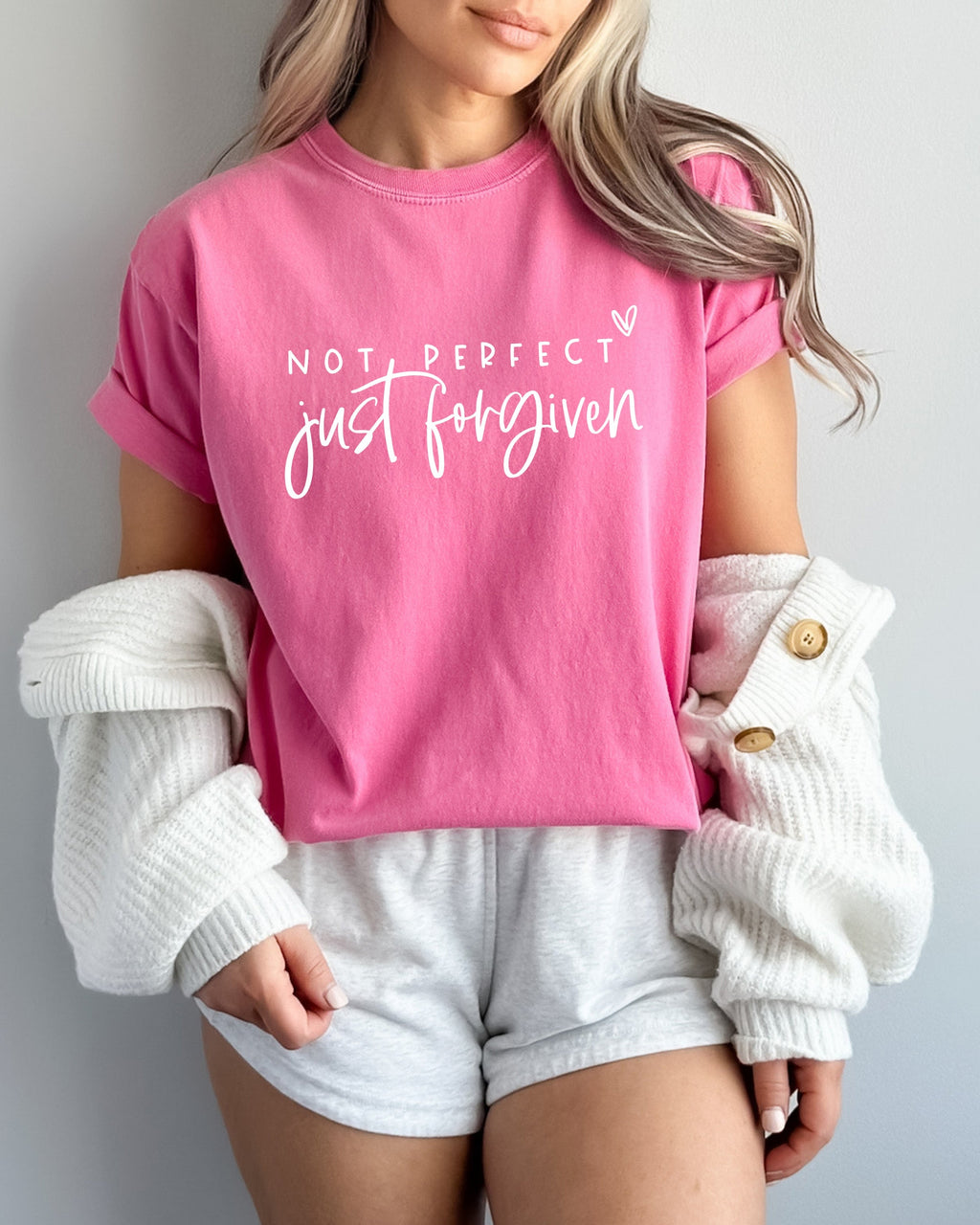 Not perfect Just Forgive Christian Comfort Colors Garment Dyed T Shirt