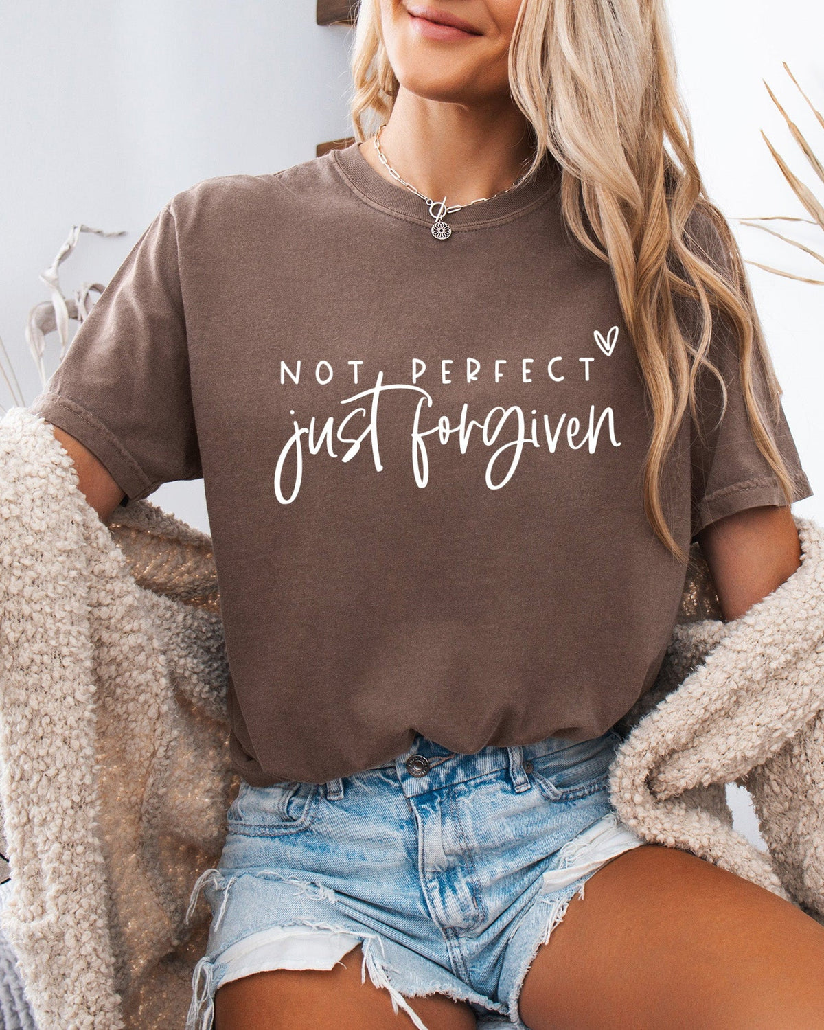 Not perfect Just Forgive Christian Comfort Colors Garment Dyed T Shirt