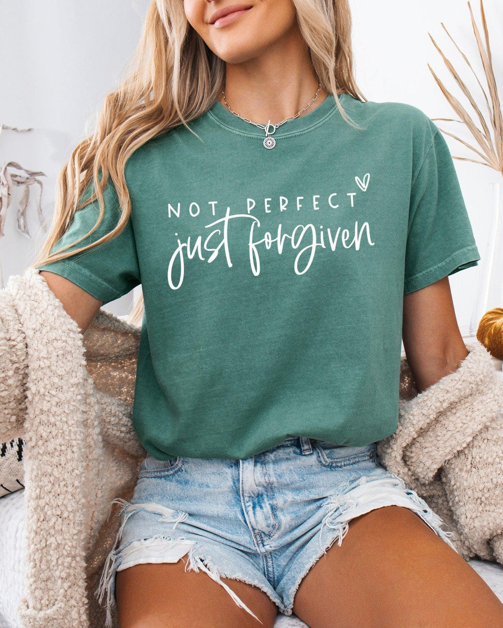 Not perfect Just Forgive Christian Comfort Colors Garment Dyed T Shirt