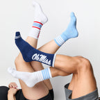 Powder/White 4 Stripe Casual Socks