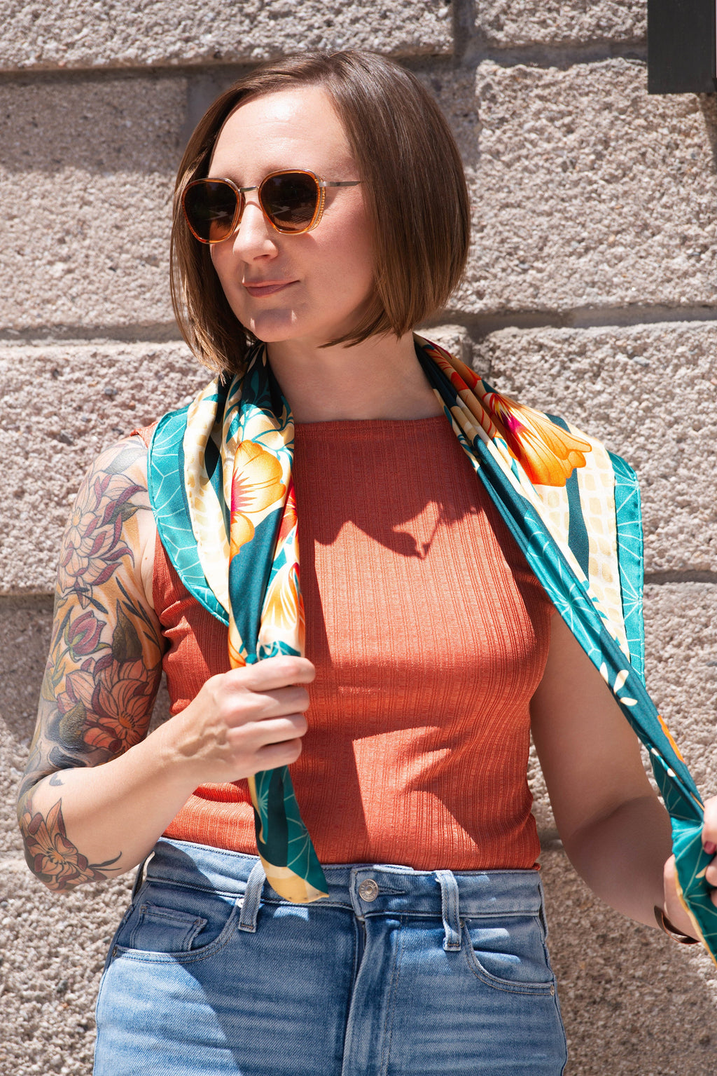 Desert Poppy Silk Scarf - Statement Size