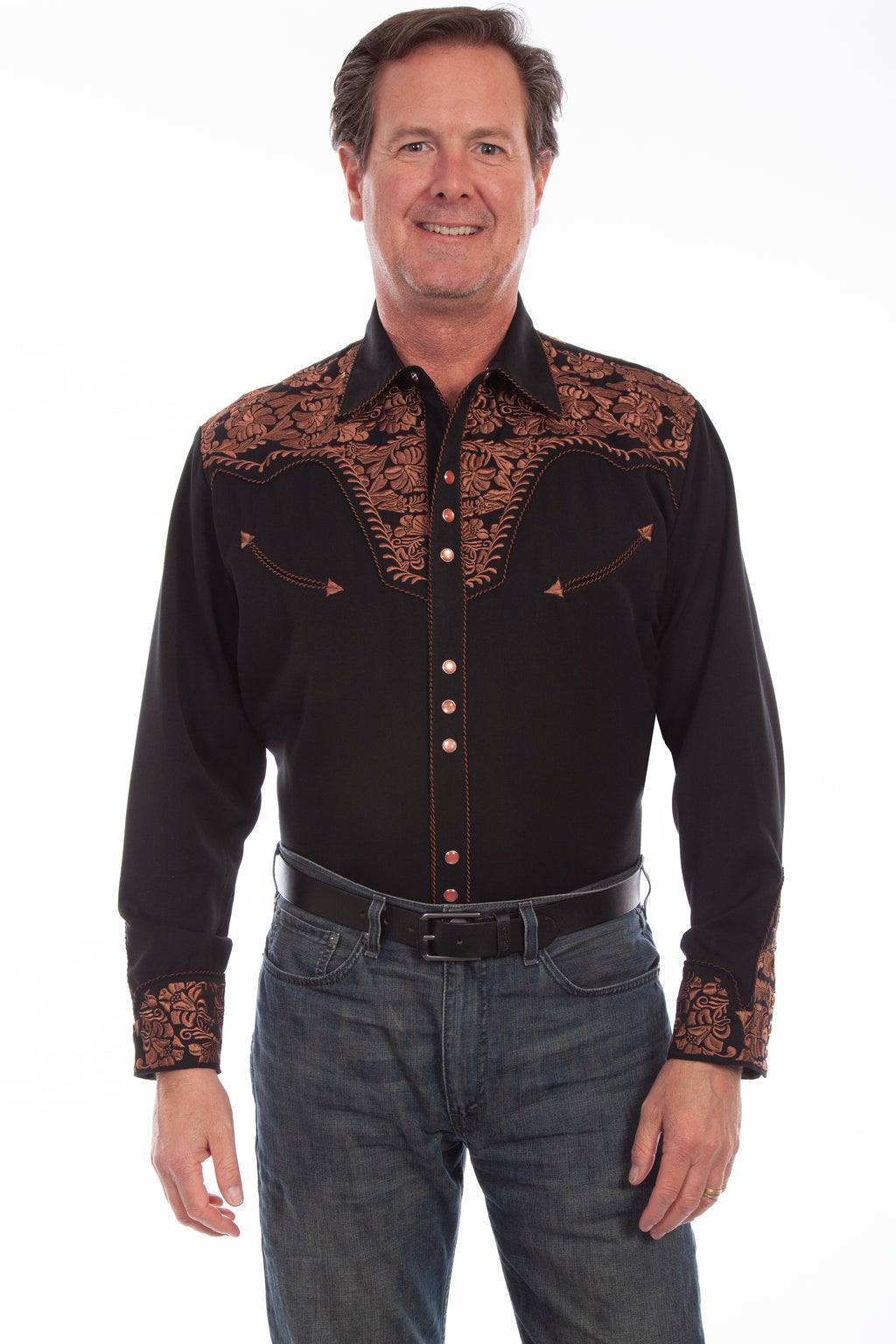 FLORAL TOOLED EMBROIDERY SHIRT