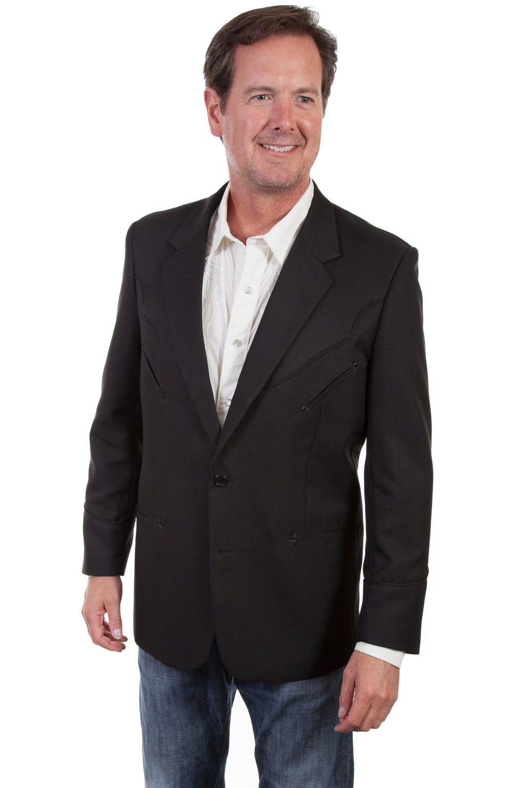 SOLID BLAZER W/TONAL PIPING