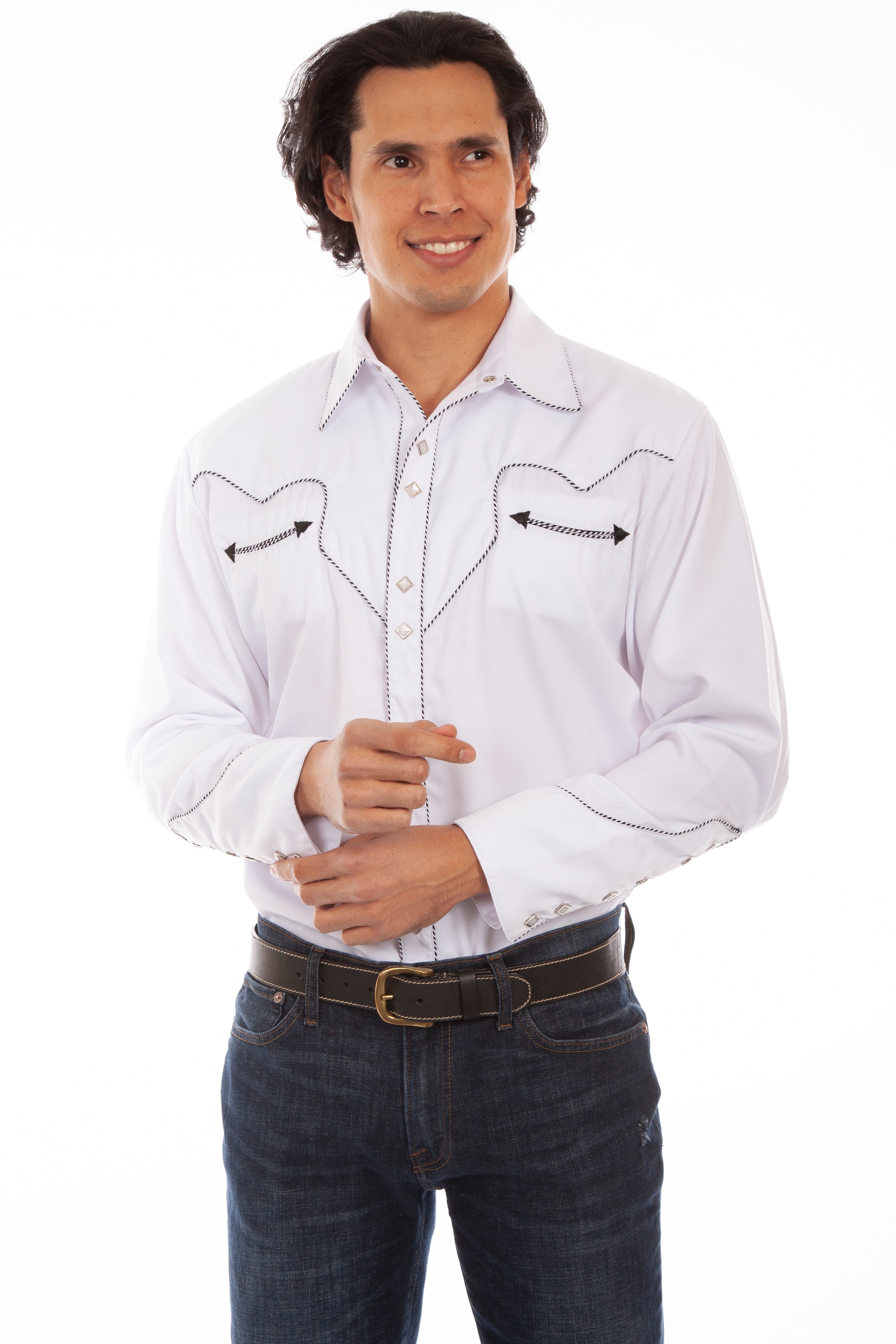 SOLID SHIRT W/CANDY CANE PIPING