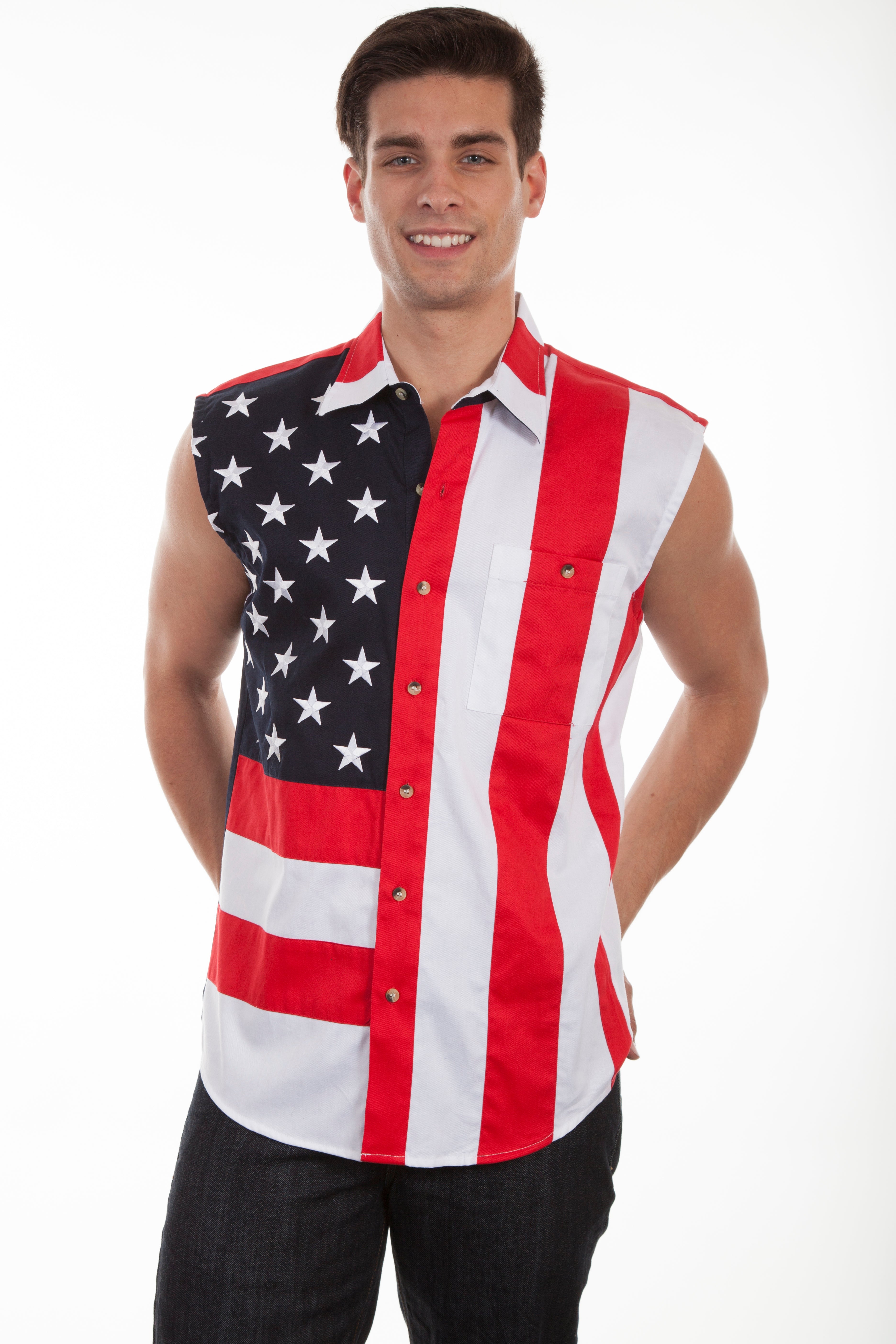FLAG SHIRT CUTOFF SLVS