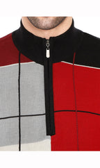 Men's Color Block Quarter Zip Long Sleeve Sweater