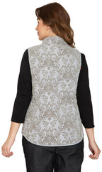 Women's Flocked Damask Print Zip Front Vest
