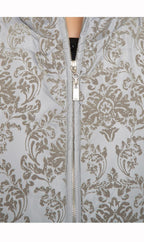 Women's Flocked Damask Print Zip Front Vest