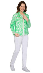 Women's Jewel Trimmed Zebra Print Canvas Jacket