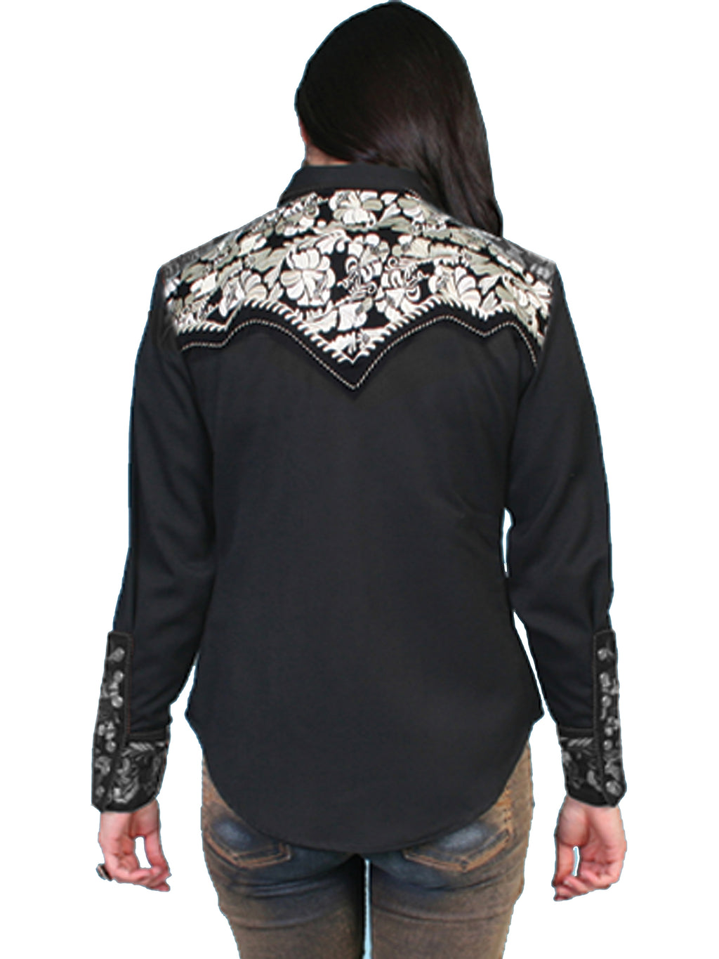 FLORAL TOOLED EMB. BLOUSE