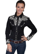 FLORAL TOOLED EMB. BLOUSE