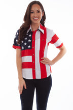 LADIES SHORT SLEEVE FLAG SHIRT