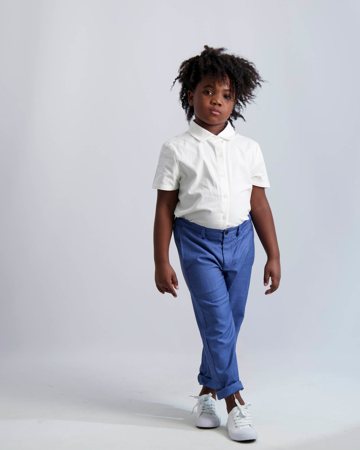 Short Sleeve Dress Shirt with Houndstooth Contrast